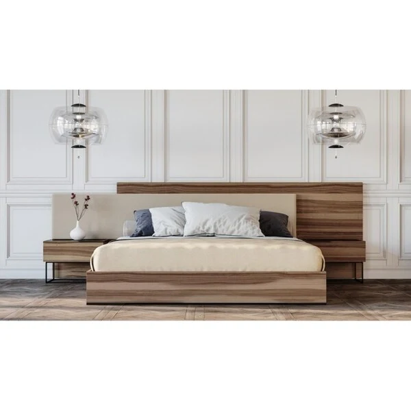 Nova Domus Matteo Italian Modern Walnut & Fabric Bedroom Set