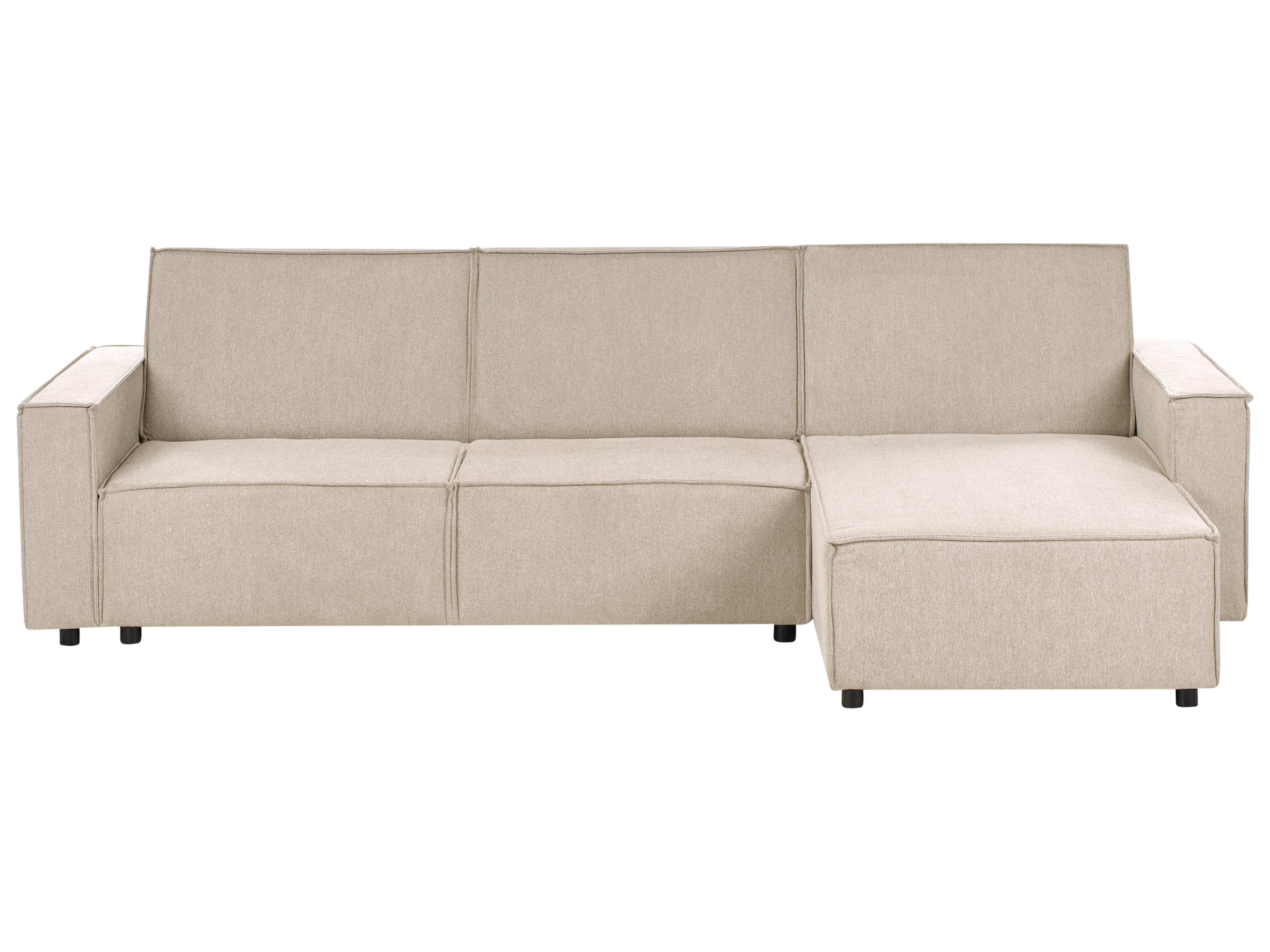Corner Sofa Bed 3 Seater ROMEDAL II Fabric Beige Left Hand