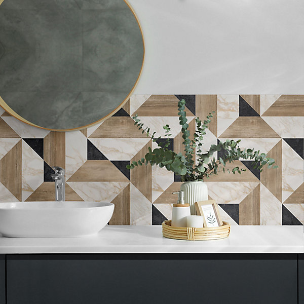 Panneau Décoratif Wallfluent 50x50 cm Motif Géométrique De Carreaux 4 pièces