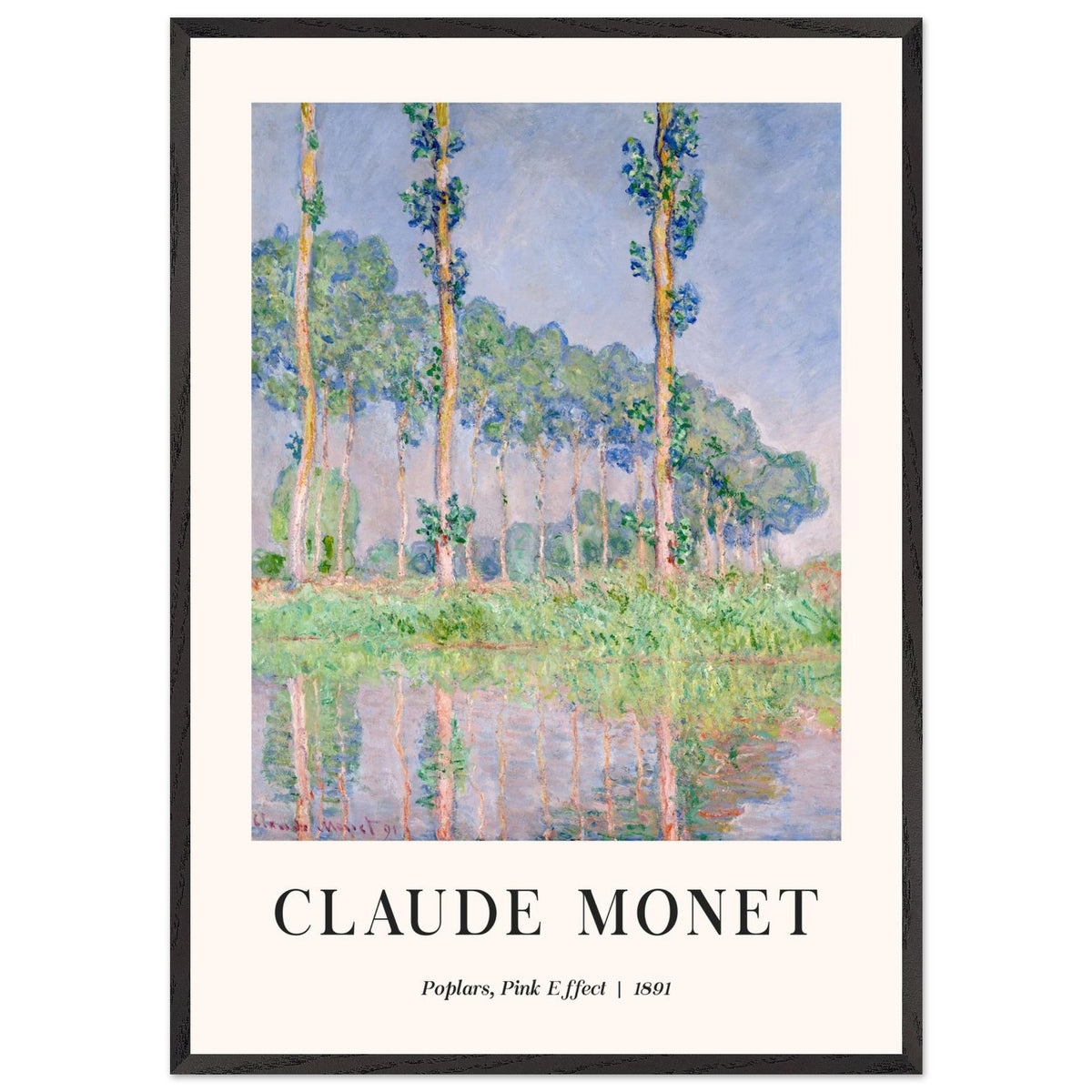 Artfulprints Poster met Lijst Claude Monet - Poplars, pink effect  - 70x100 cm - Meerkleurig