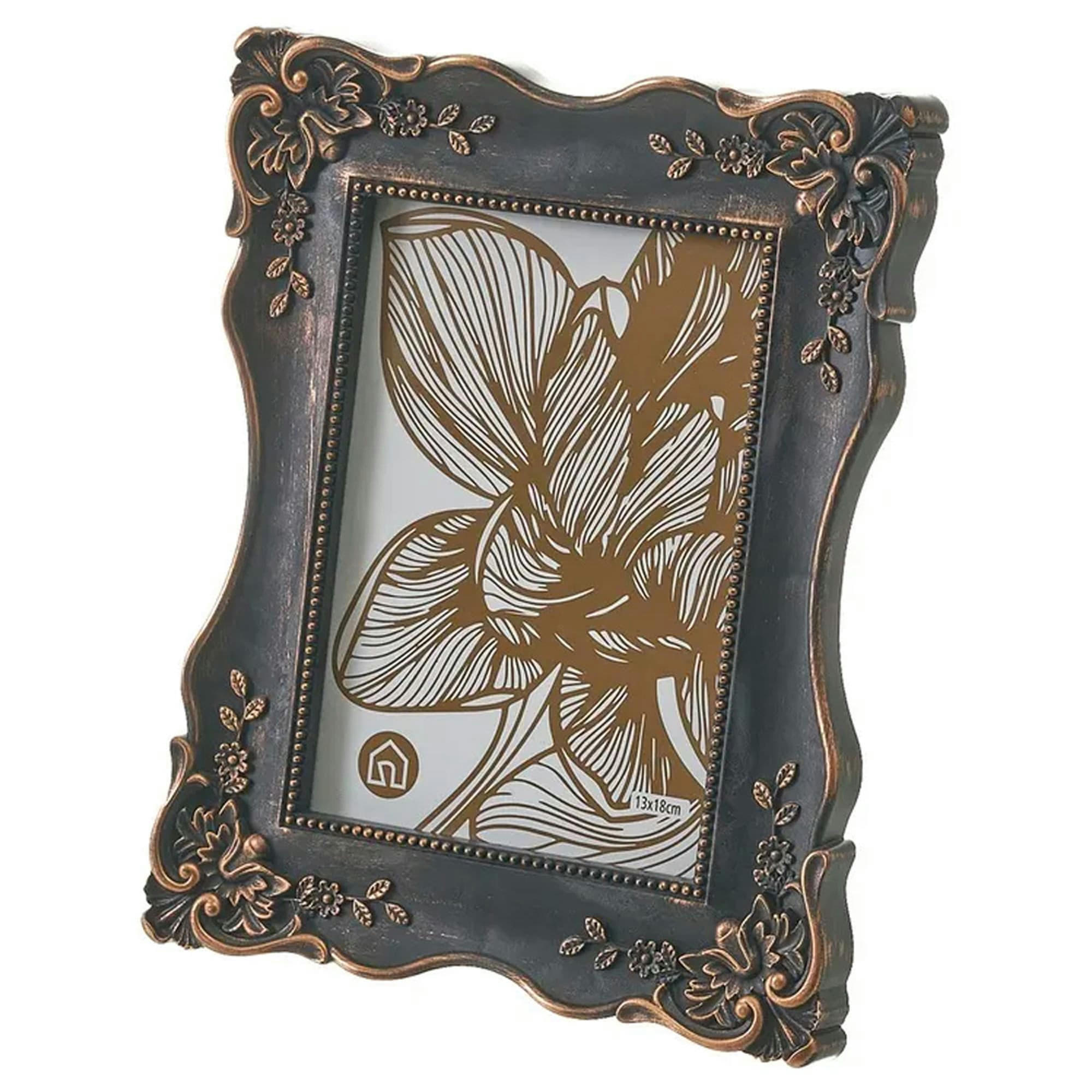 - Cadre photo classique en polypropylène noir et bronze 13x18cm