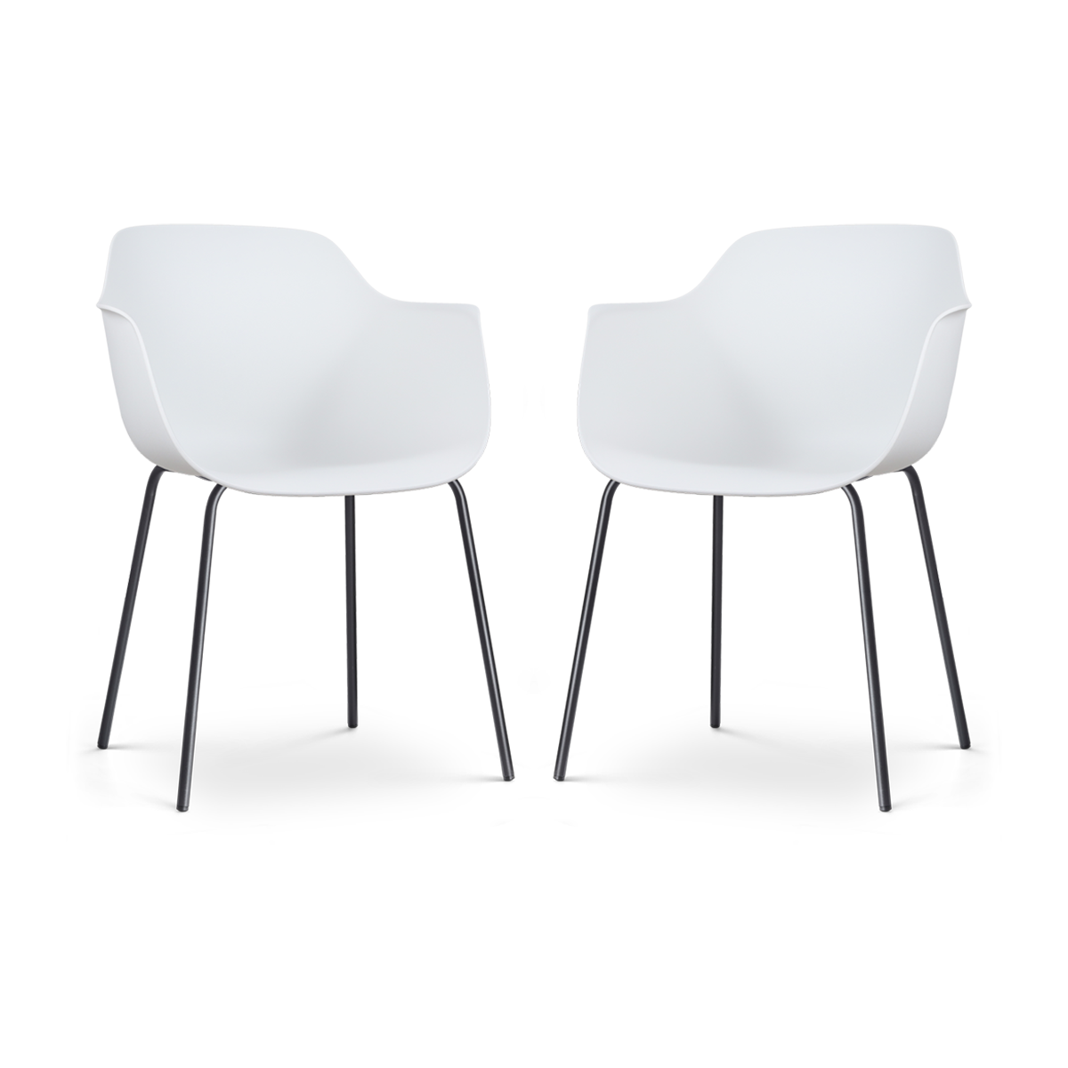 Nolon Nora-Puk Eetkamerstoelen Set van 2 - Wit - Zwart Onderstel