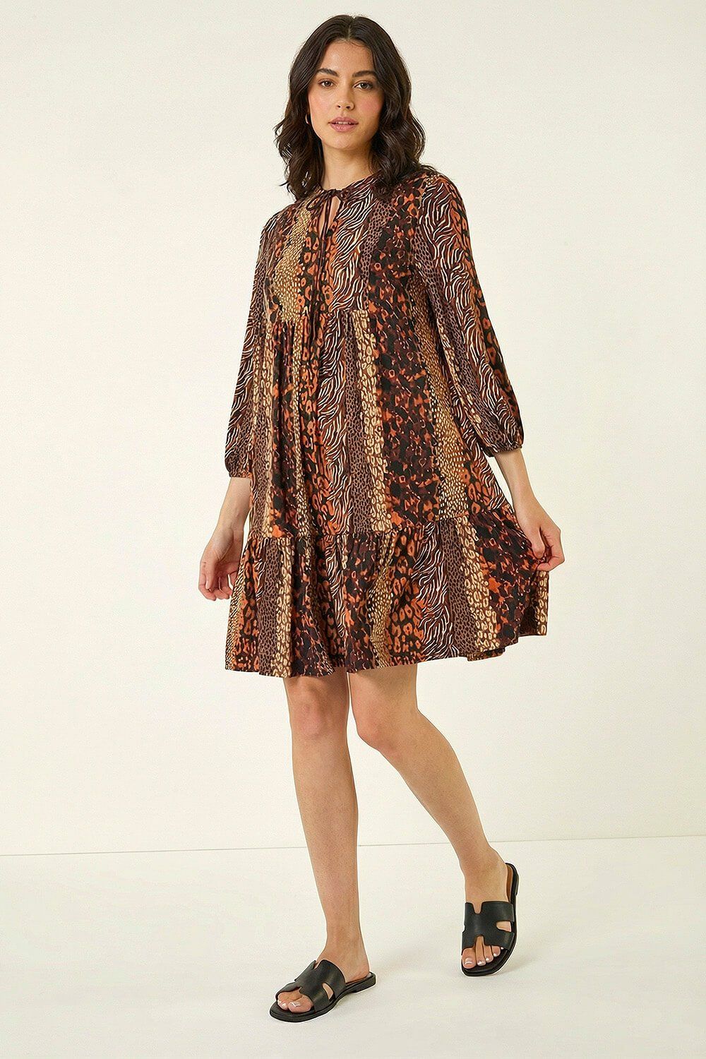 Roman Abstract Print Smock Stretch Dress