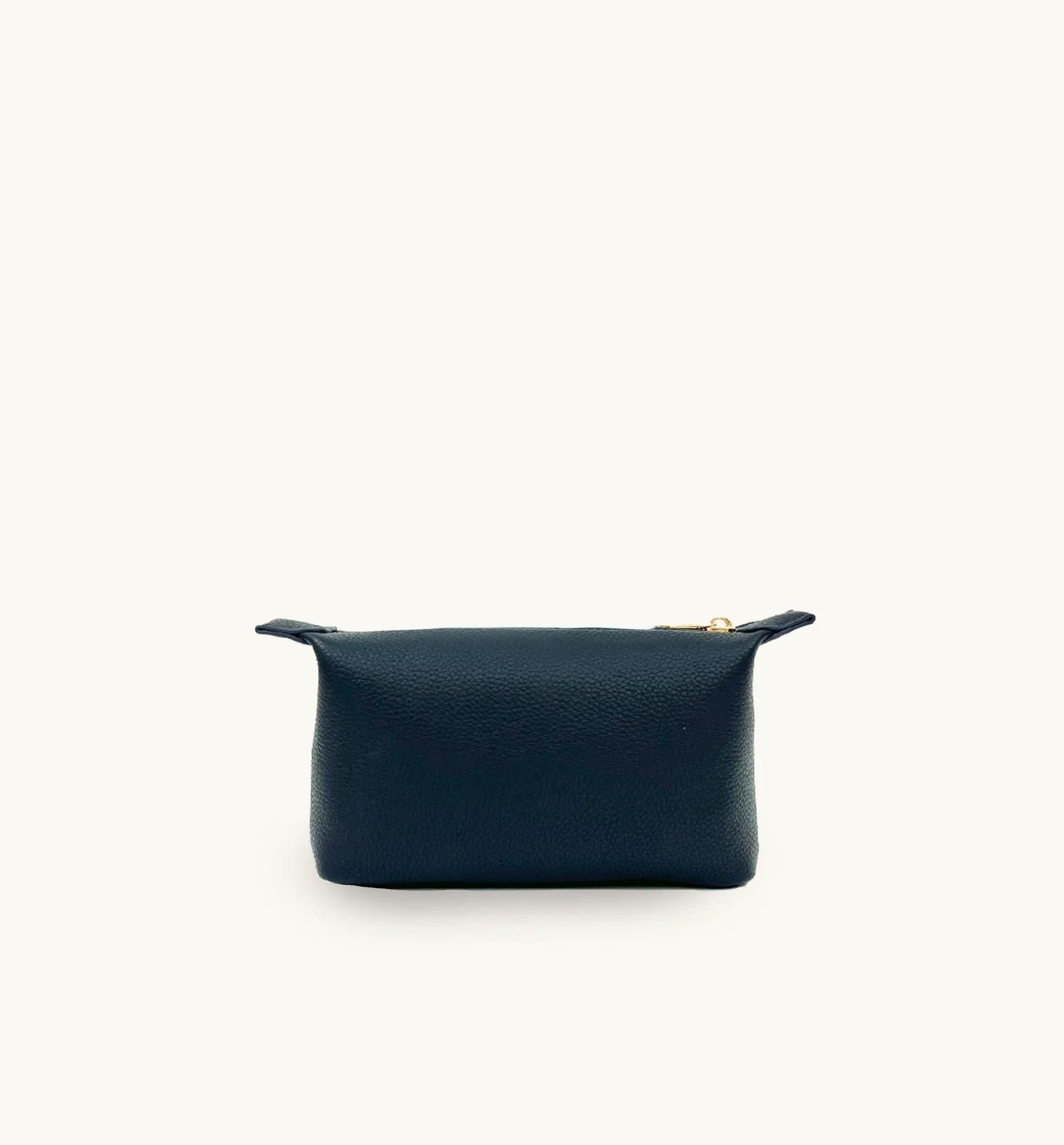 Apatchy London Small Leather Navy Makeup Bag