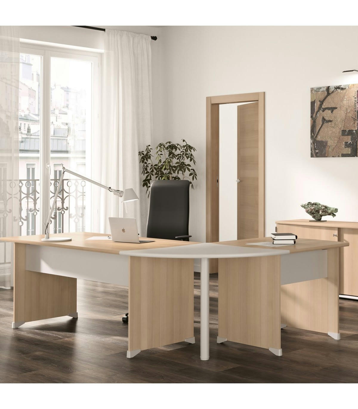 - Table de bureau avec patins - Marron clair