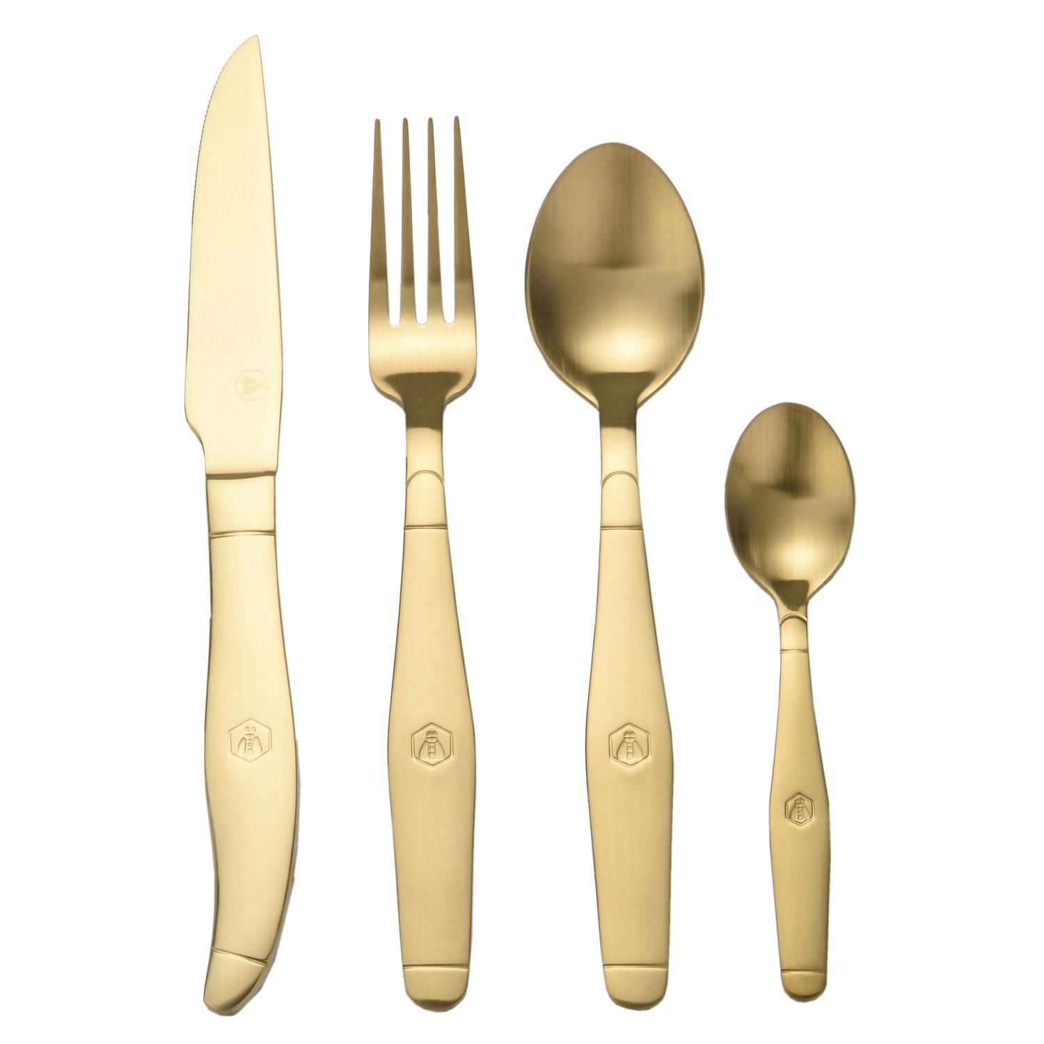 ACIER - Ménagère de 16 pièces dorées