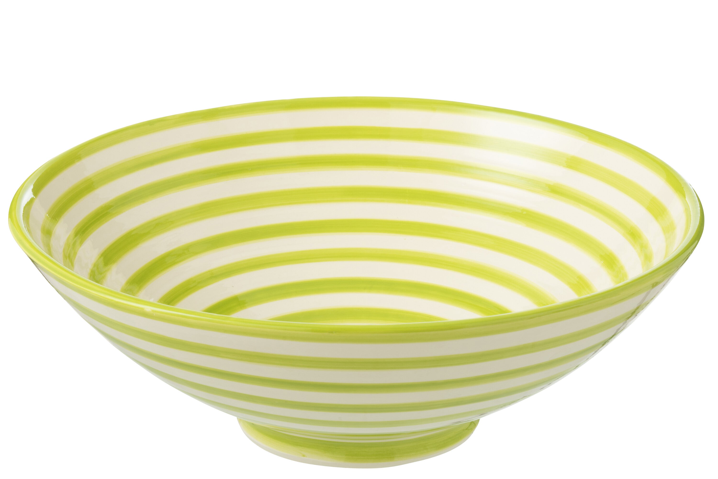 J-Line kom Lebrillo Granada Stripes - keramiek - wit/groen