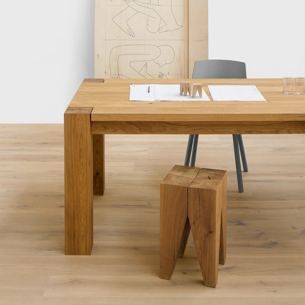 e15 - ST04 Backenzahn Hocker, Eiche geölt