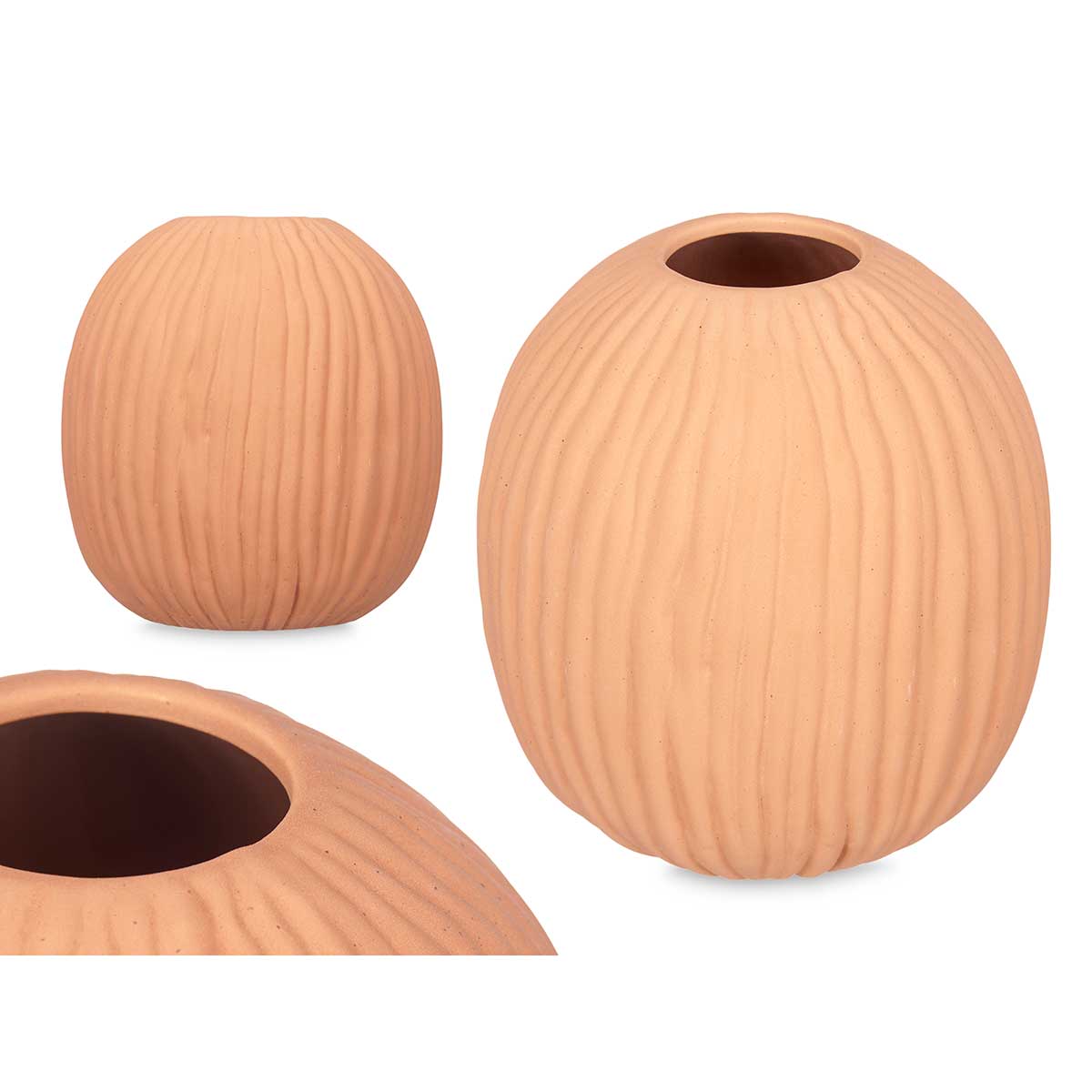 Jarra de cerâmica redonda cor de tijolo