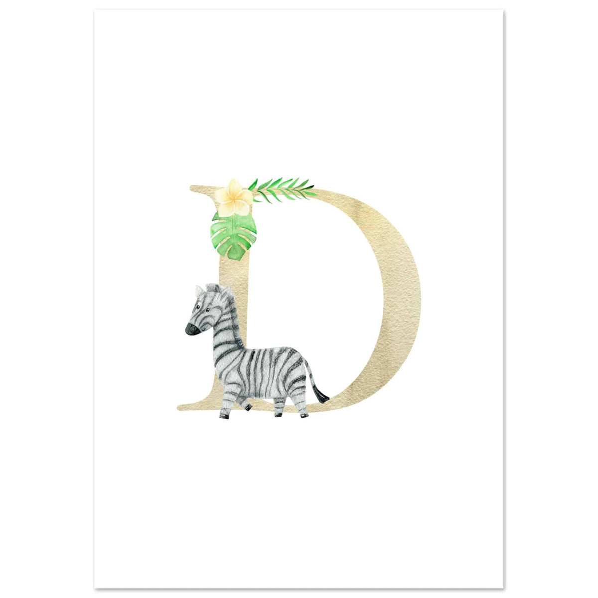 Artfulprints Poster Letter D kindernaam  - A4 21x29.7 cm - Meerkleurig