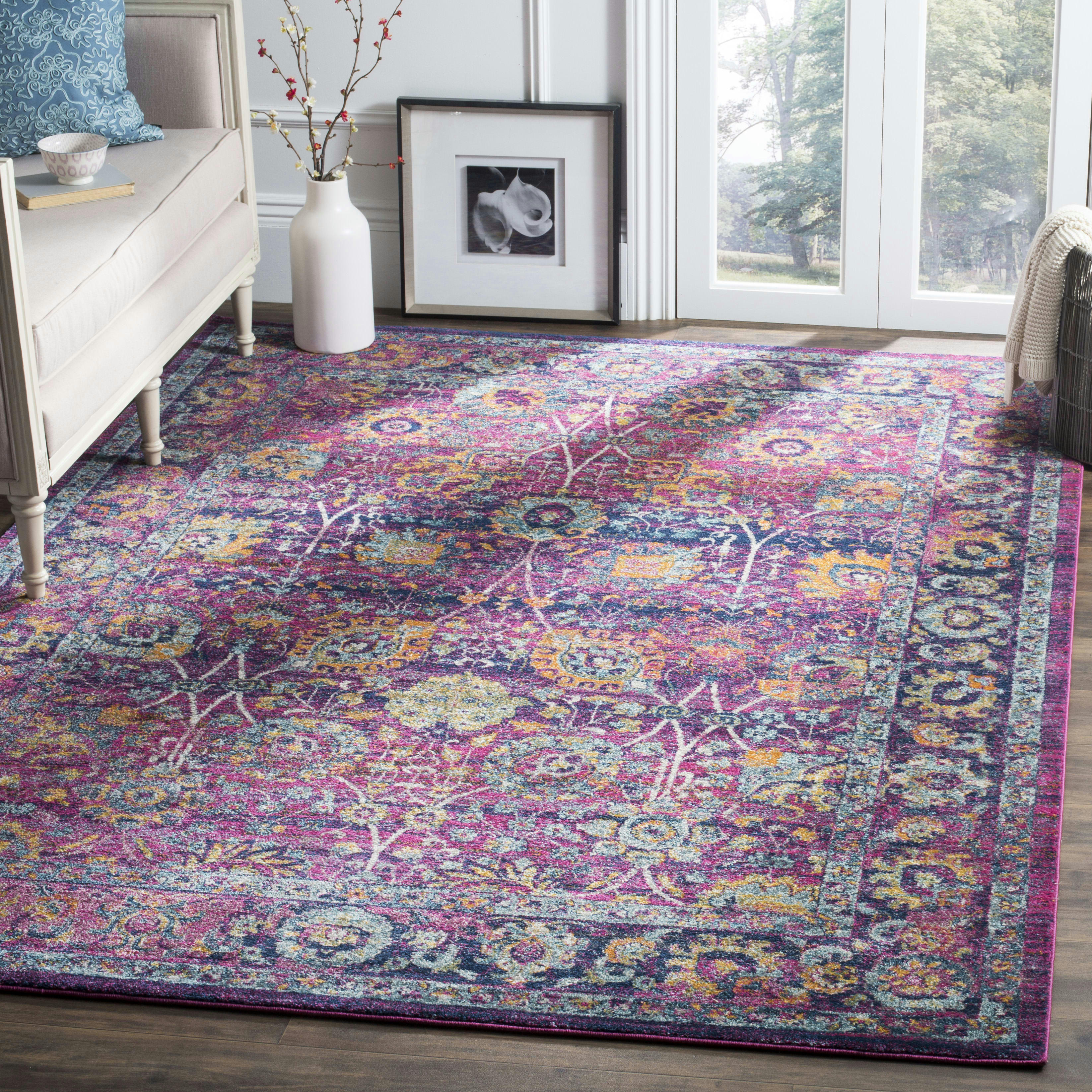 GRANADA - Tapis de salon interieur en fuchsia & multi, 201 x 274 cm