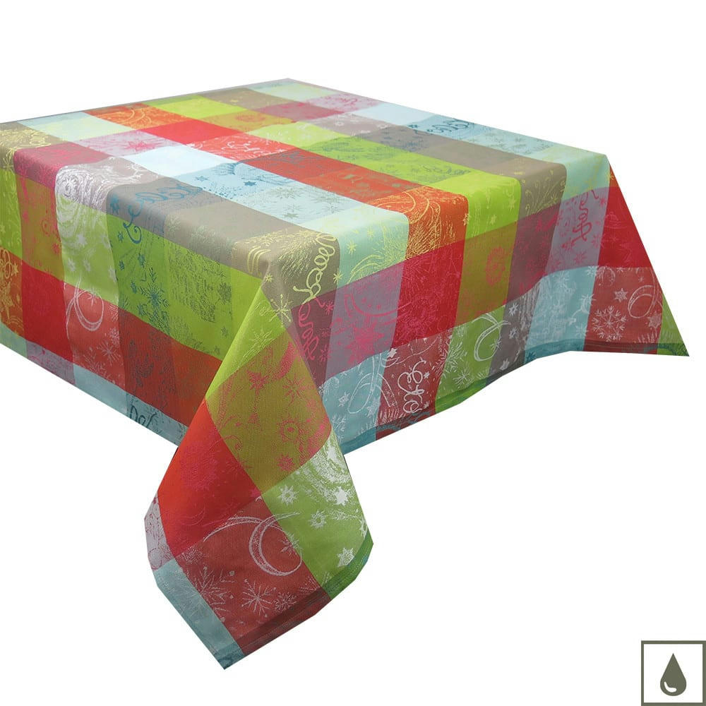 MILLE COULEURS PARIS - Nappe carrée enduit imperméable pur coton vert 175x175 cm