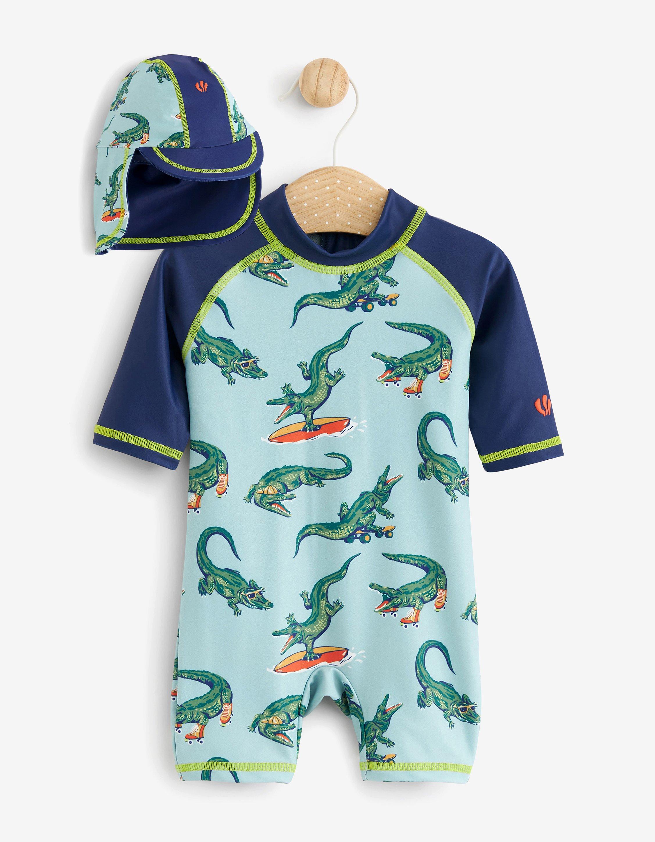 Carter Crocodile Surf Suit and Hat Set