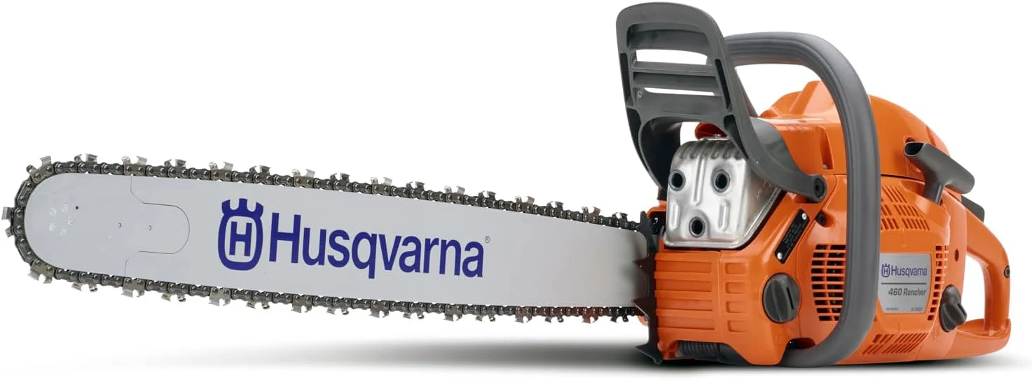 Husqvarna 460 Rancher Gas Powered Chainsaw, 60.3-cc 3.6-HP, 2-Cycle X-Torq Engine, 24 Inch Chainsaw with Automatic Adjustable Oil Pump, For Wood Cutting, Tree Trimming and Land Clearing(Chainsaw)