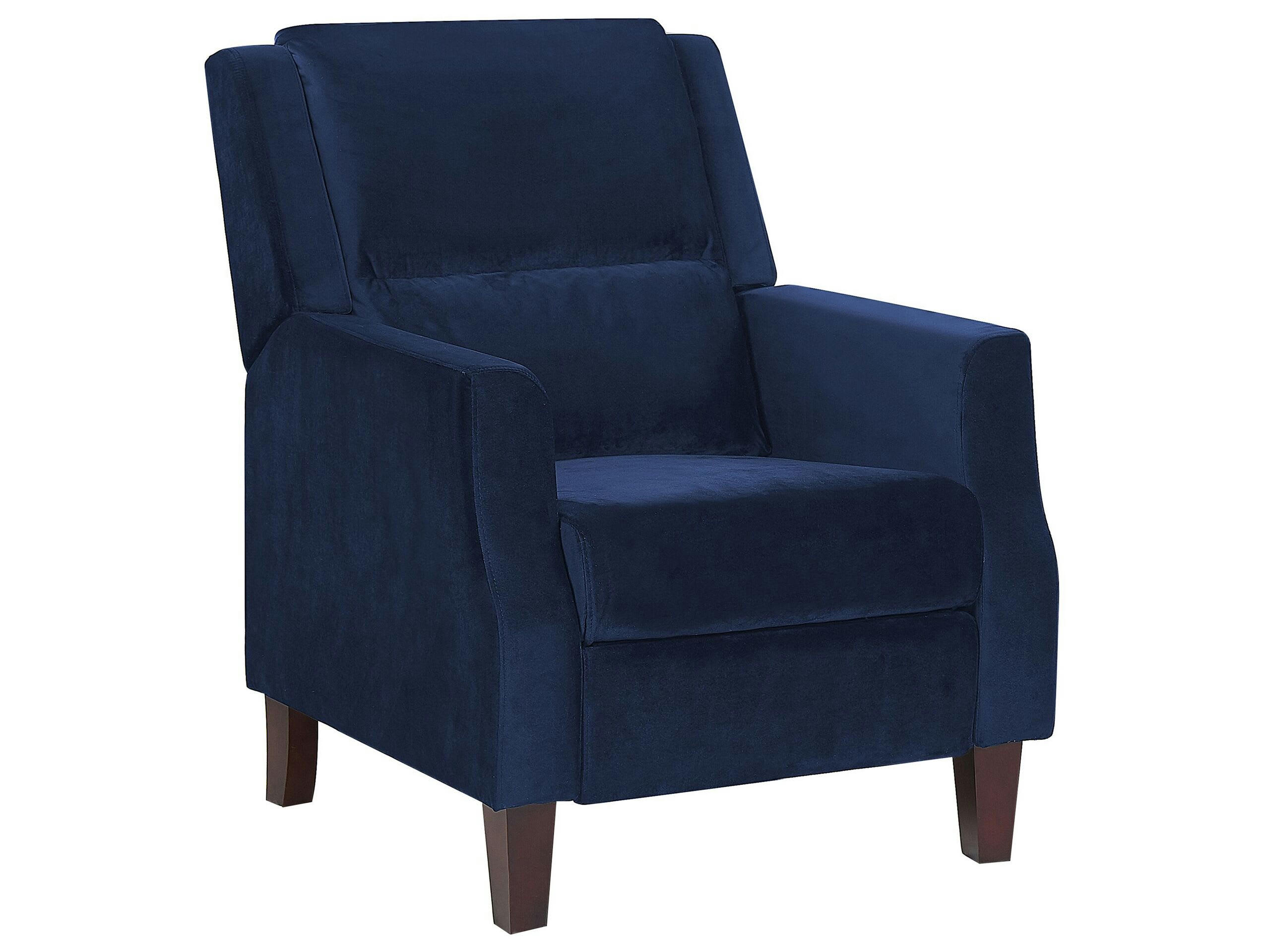 EGERSUND - Fauteuil de relaxation en velours bleu marine