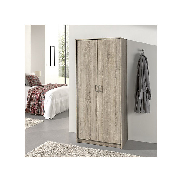 Armoire 2 portes REY coloris chene sonoma80 x 180 x 50 cm