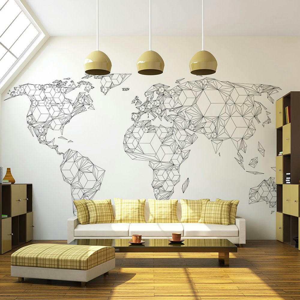 - Papier peint panoramique carte du monde white solids 400x309 cm