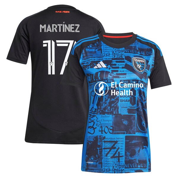 Josef Martinez San Jose Earthquakes adidas Women's 2025 Headliner Replica Player Jersey - Black