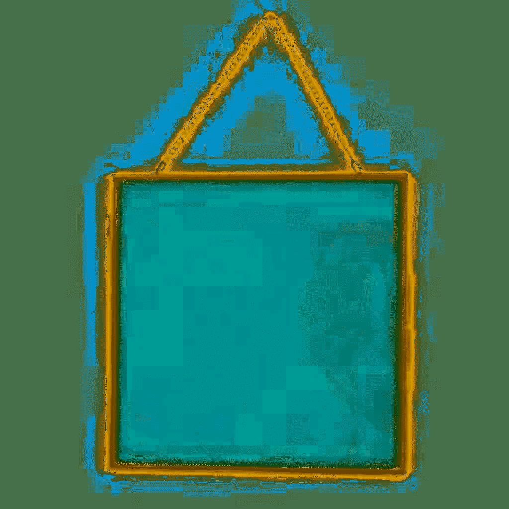 VINTAGE - Cadre en verre vintage carré avec chaîne métallique 20x20cm