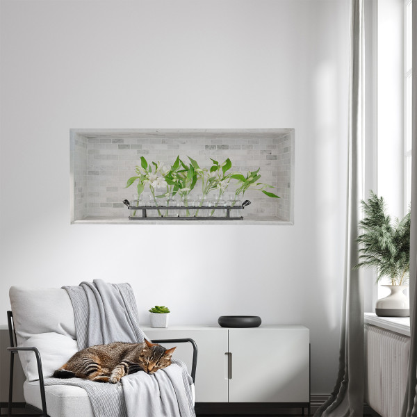 Naklejka 3D wnęki roślinne wyrwa efekt w ścianie 80x34