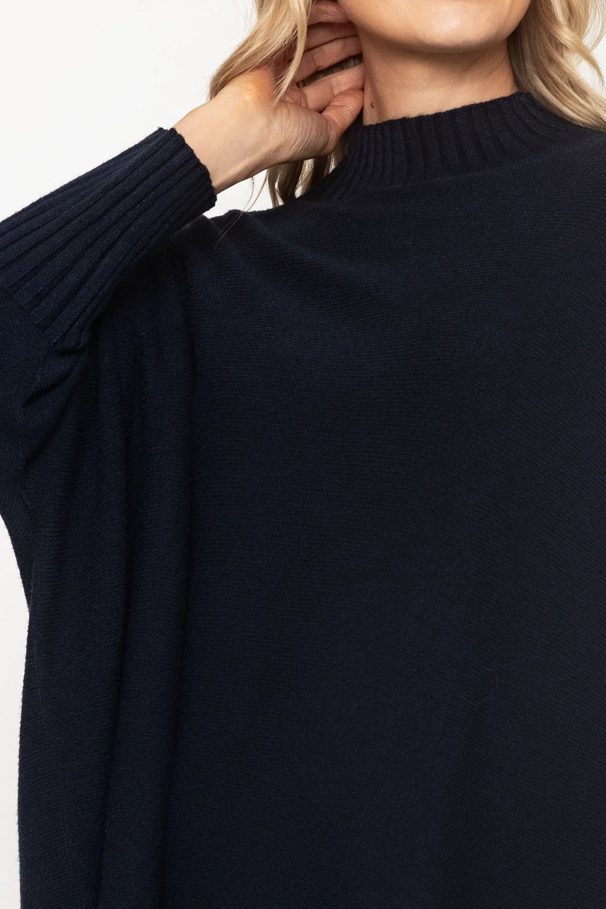 Navy Rib Edge Polo Knit