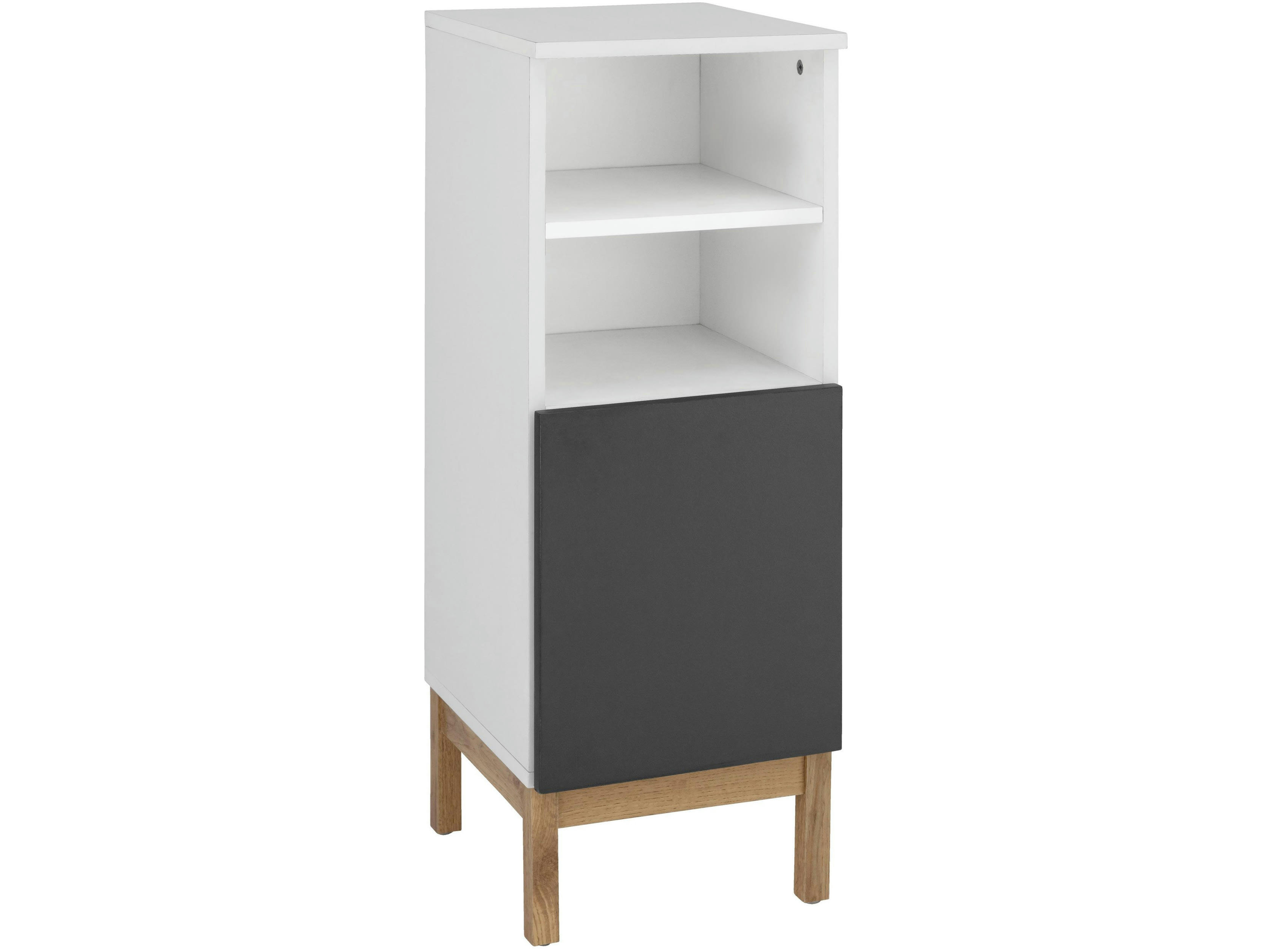 MIRZA - Armoire 1 porte en panneaux de particules blanc et anthracite