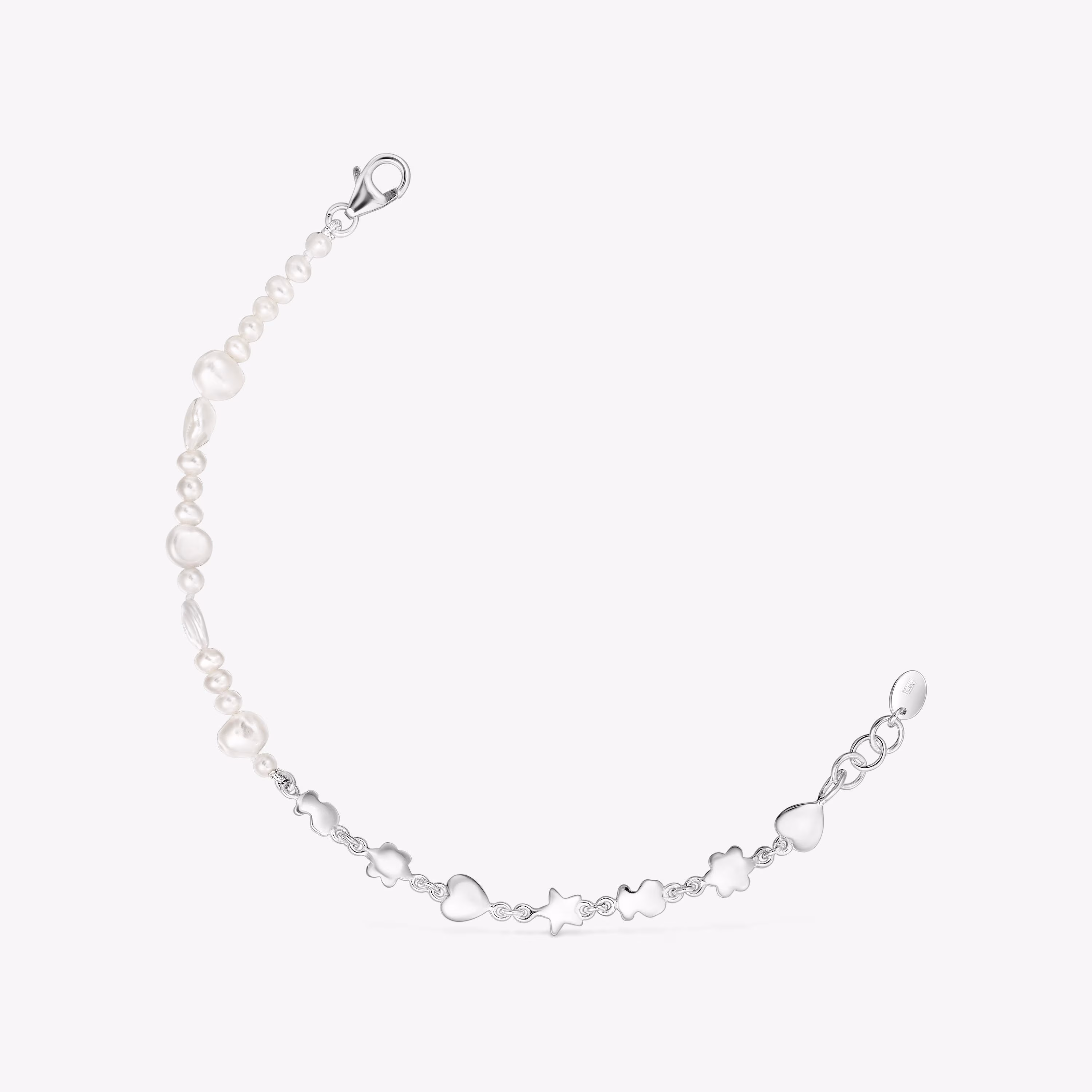 Pulsera de plata y perlas cultivadas con motivos Mini Icons
