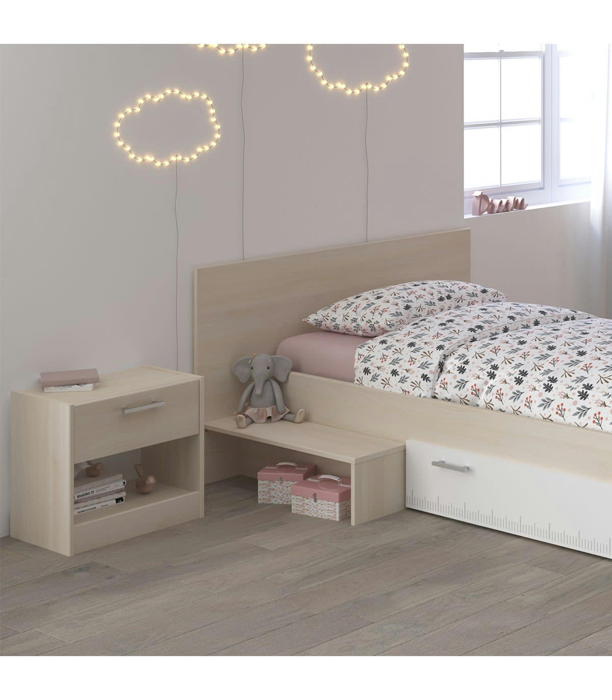 CHARLY - Table de chevet 1 Tiroir L43,8 cm - Décor Acacia