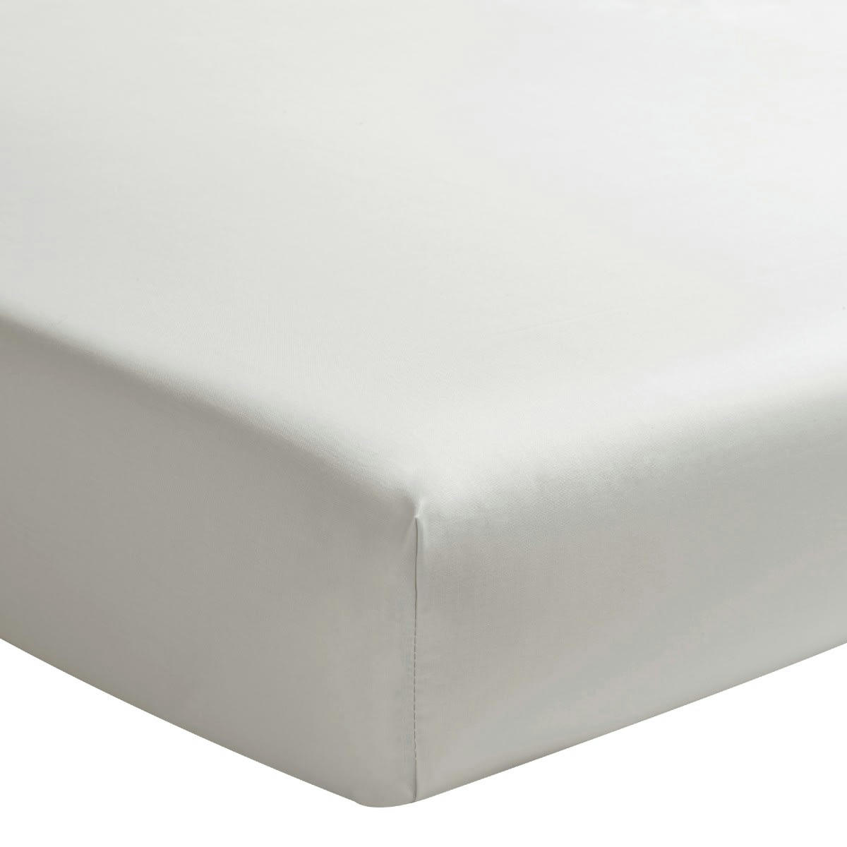 ROYAL LINE - Drap housse uni en percale de coton meringue 120x190