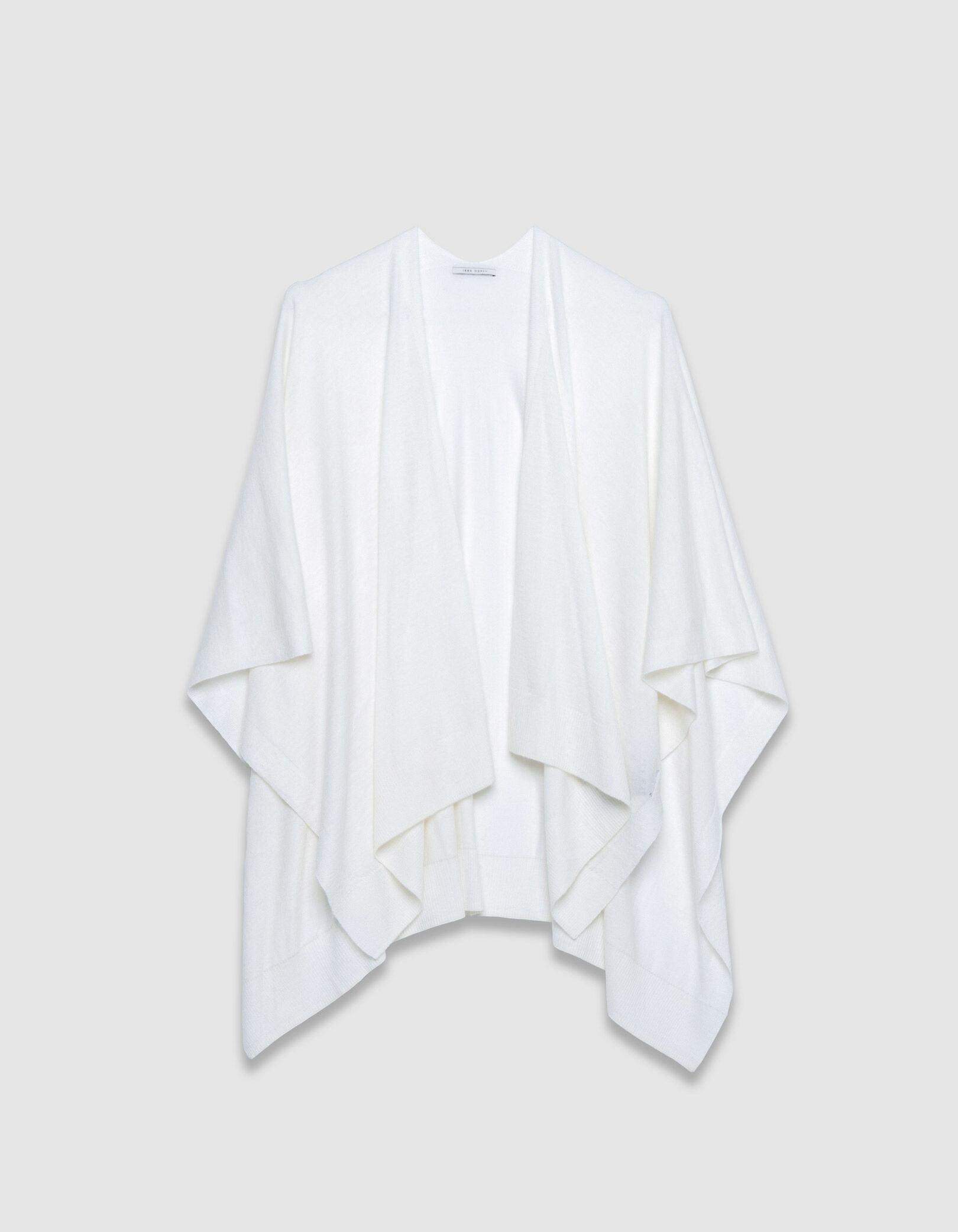 Cape courte beige tricot fin boutonnée Femme