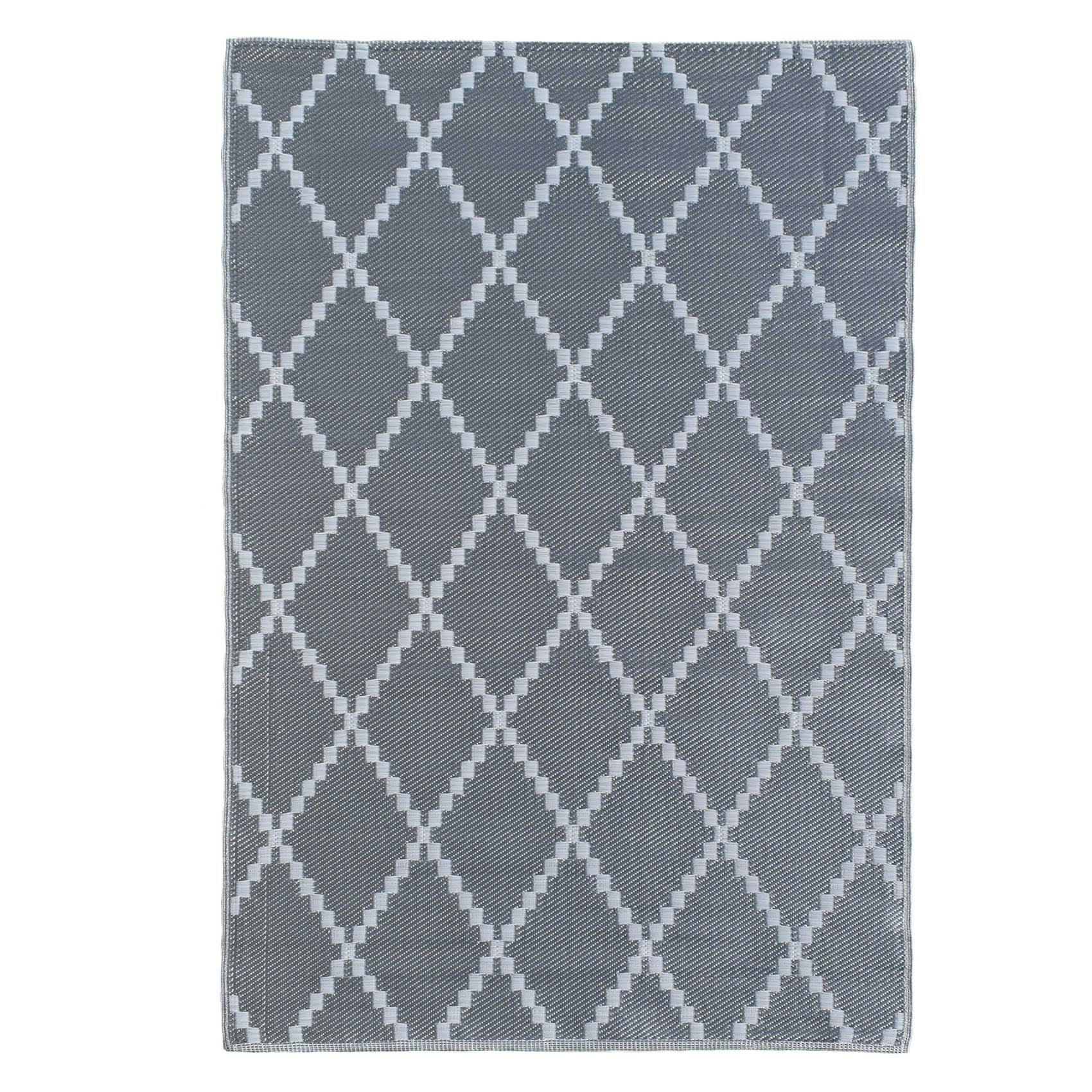 SCOOBI - Tapis outdoor tressé recto/verso polypropylène gris clair 120x160 cm