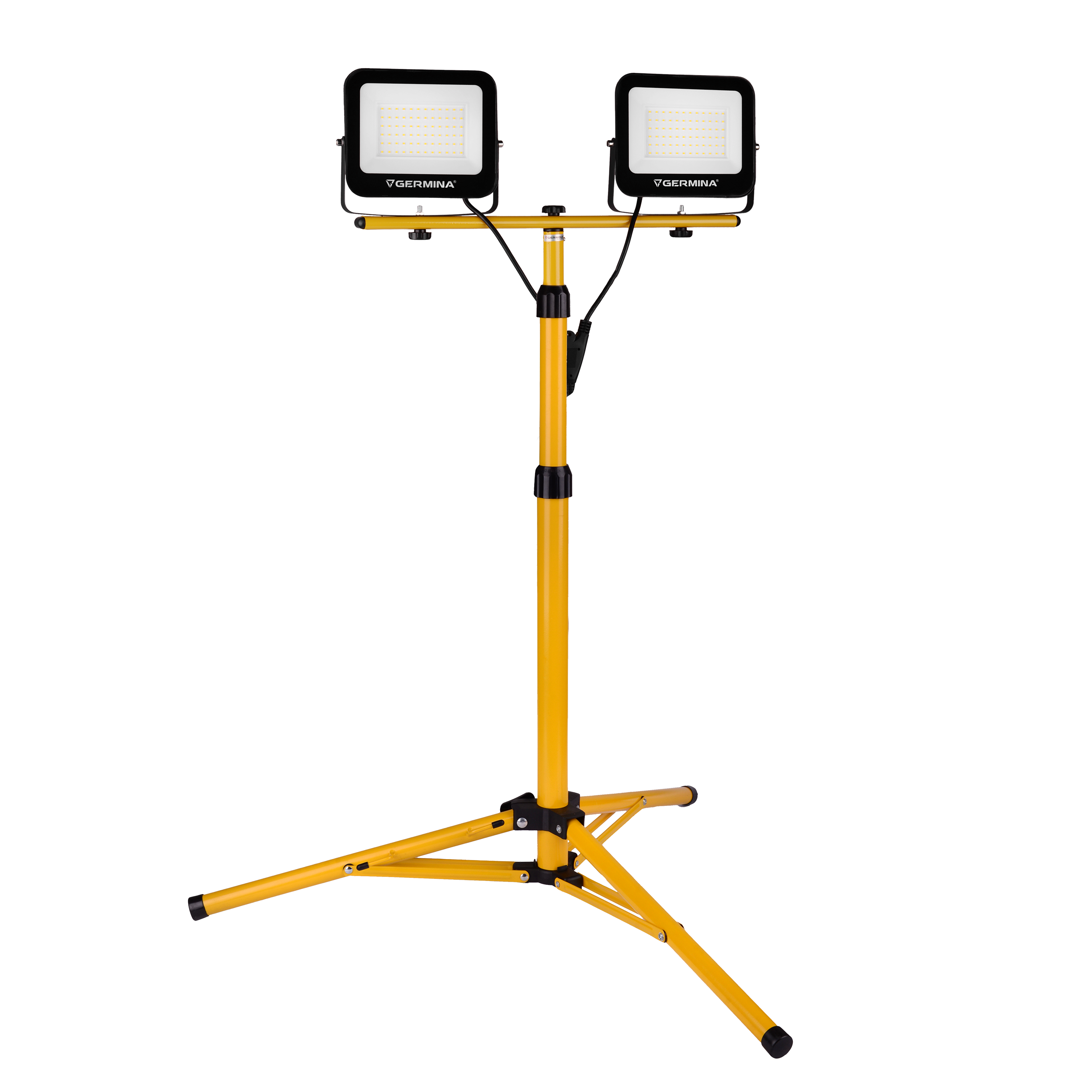 Naświetlacz LED Germina 2x100W na żółtym statywie lampa halogen 1szt.