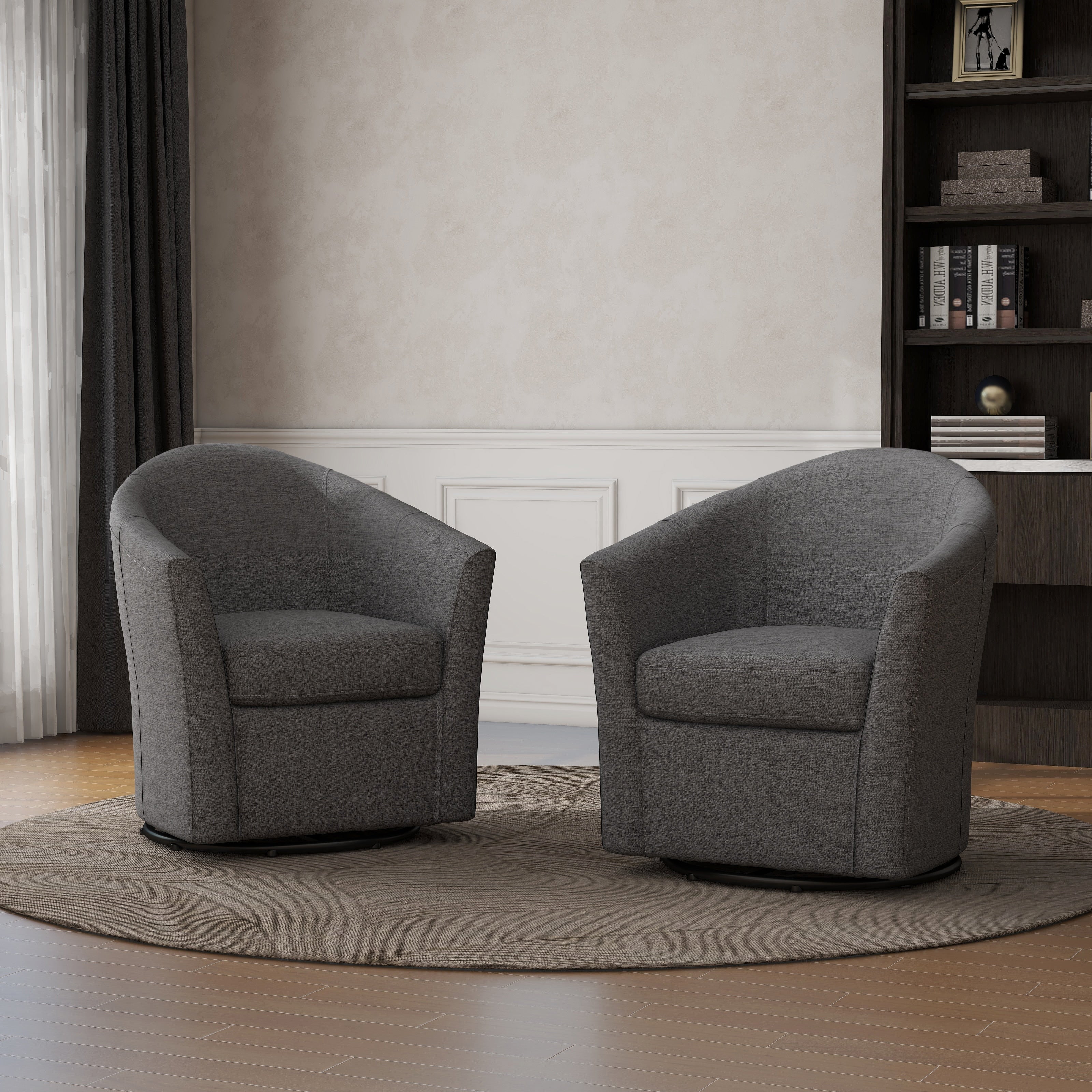 Linen Armchair Swivel Barrel Accent Chairs for Living Room