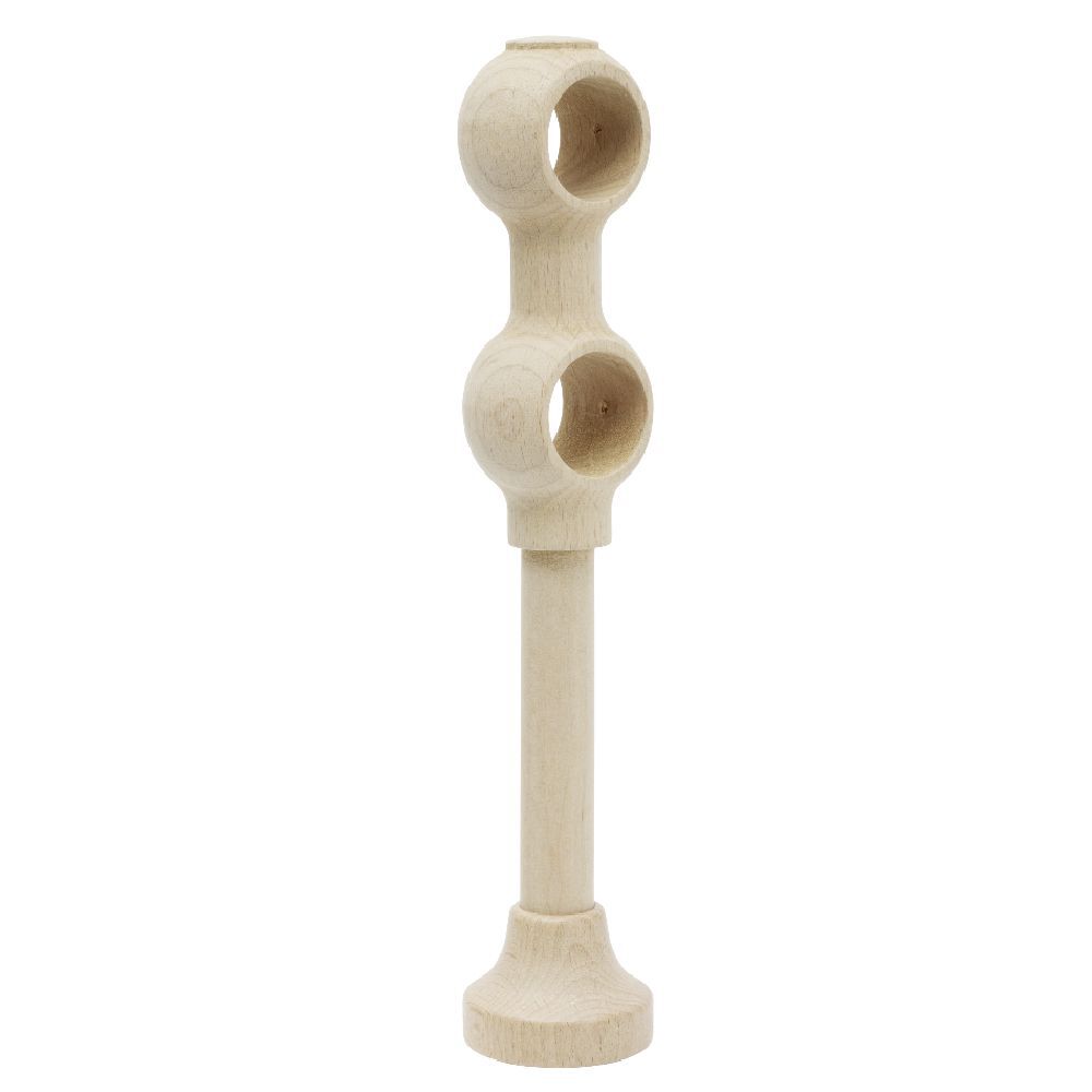 Support de tringle double à oeil en bois naturel Ø28mm