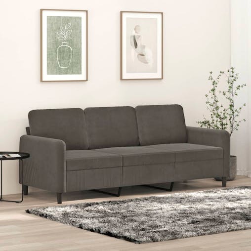 NNEVL 3-Seater Sofa Dark Grey 180 cm Velvet