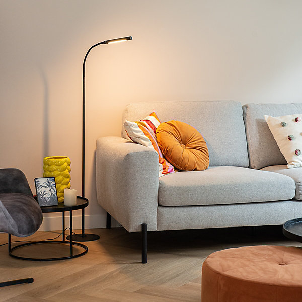 Lampadaire design noir avec LED et variateur tactile - Palka