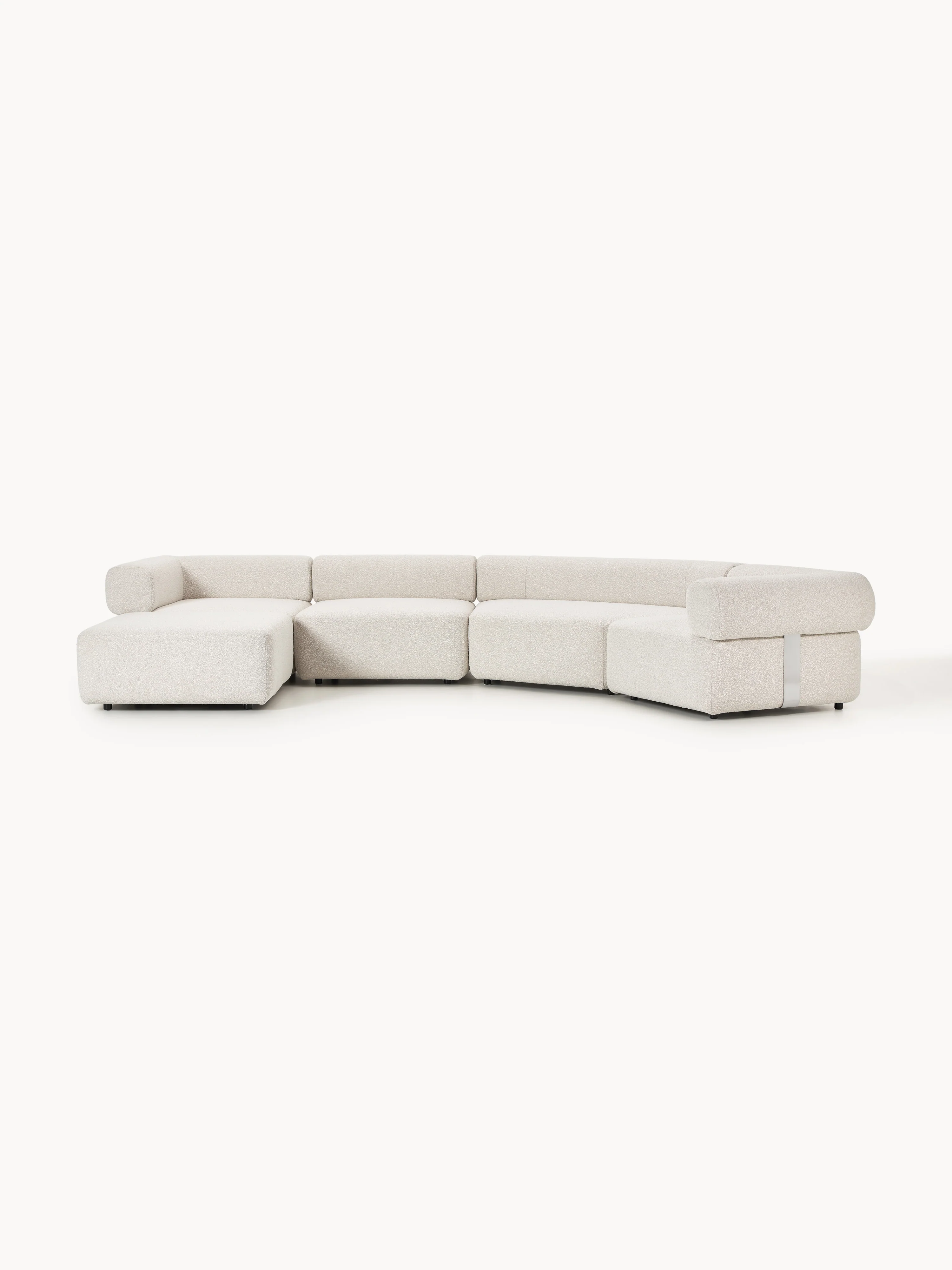 Großes modulares Bouclé-Sofa Anton mit Hocker (links/rechts)