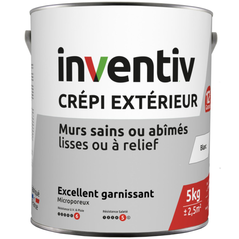 Crépi extérieur professionnel blanc 5 kg INVENTIV