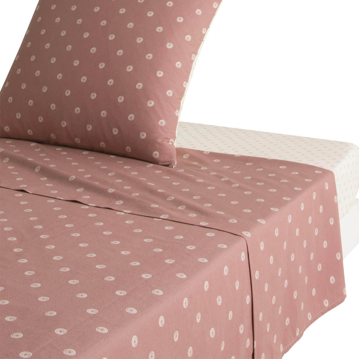 EMIKO - Drap plat imprimé en bambou rose 240x300