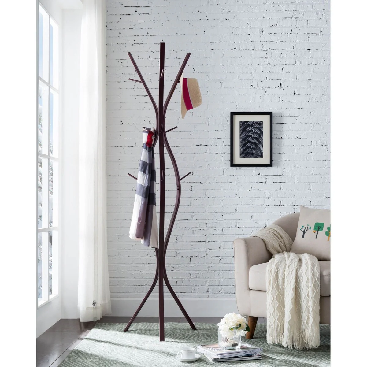 Pilaster Design 72H Iowa Twiggy Coat & Hat Rack Metal Stand, Bronze - 18.5Wx18.5Dx72H