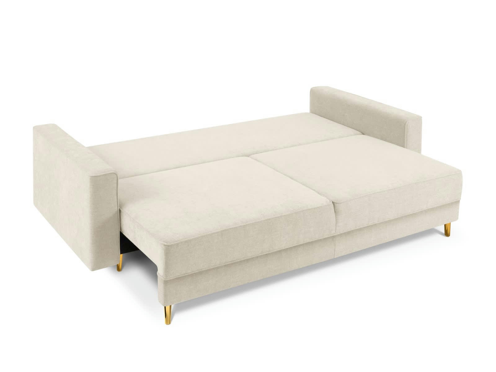 DUNAS - Canapé convertible 3 places en tissu structuré beige