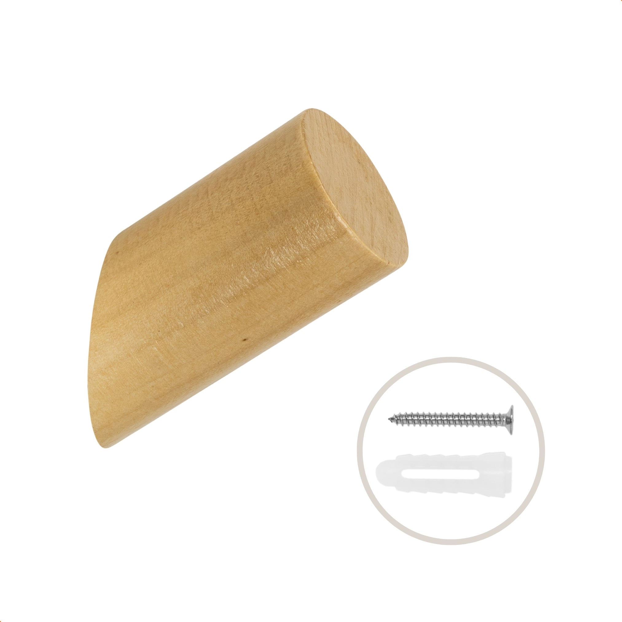 QUVIO Houten wand haakje - Licht bruin - S - Set van 6