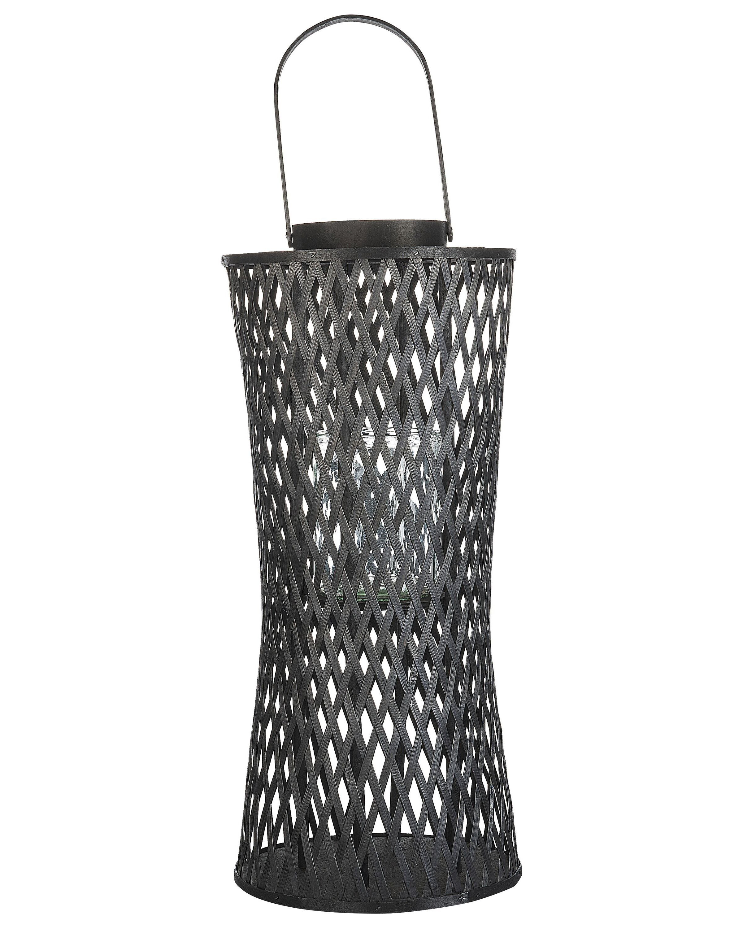 Lampion świecznik bambusowy czarny 58 cm
