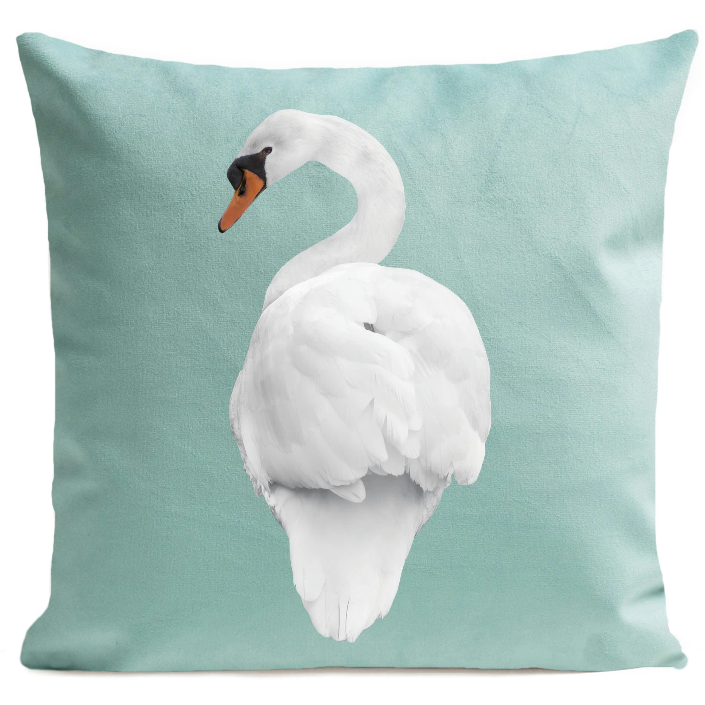 - Coussin oiseau cygne suédine bleu 40x40cm