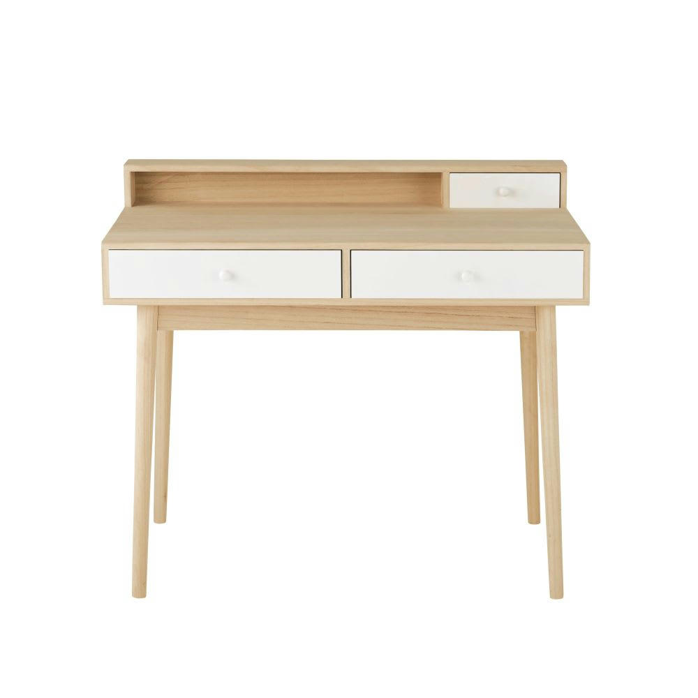 Spring - Bureau 3 tiroirs blanc