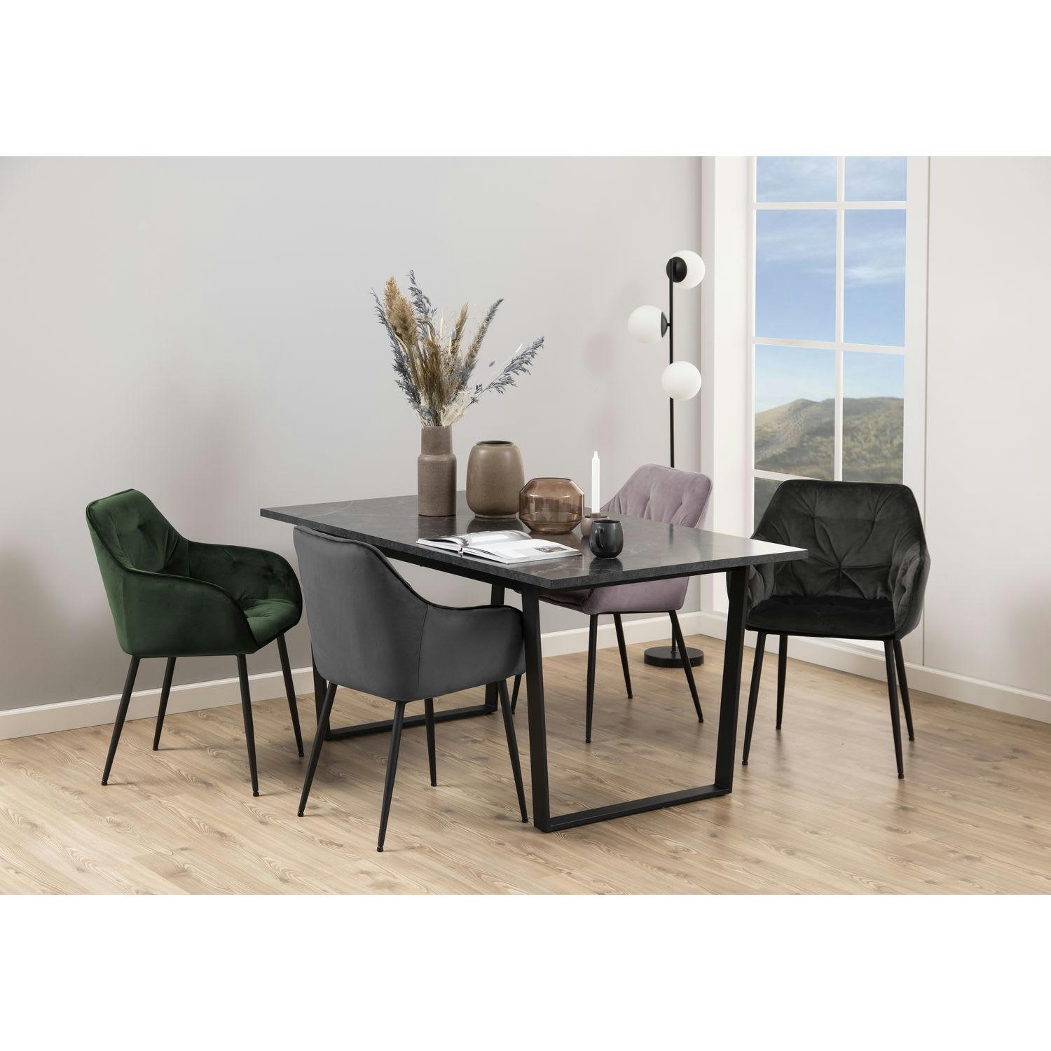 FLORIE - Lot de 2 chaises de salle à manger avec accoudoirs effet