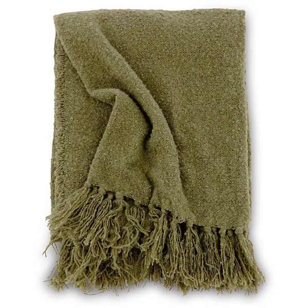 Jeté de canapé en polyester avec pampilles Stanly 170x130 cm Vert
