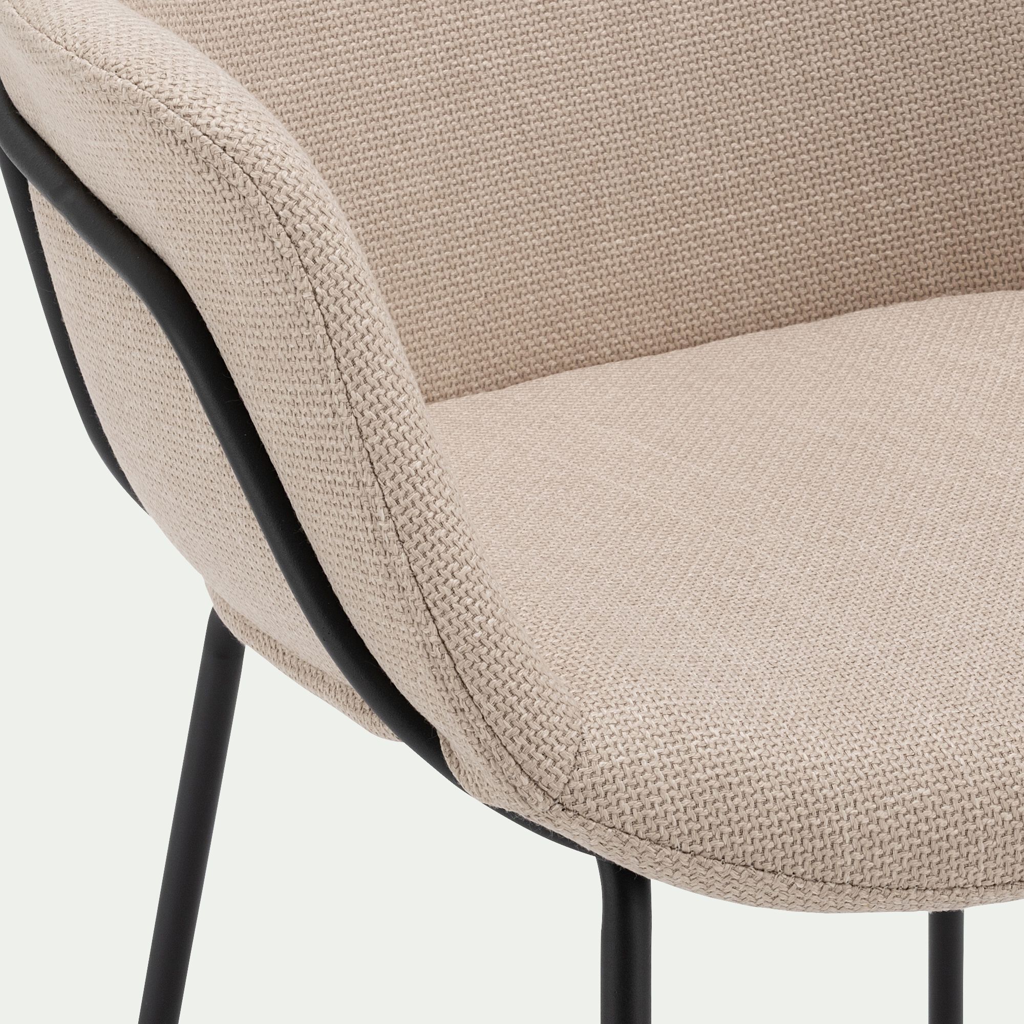 CHLOE - Chaise de repas avec accoudoirs en tissu - beige alpilles