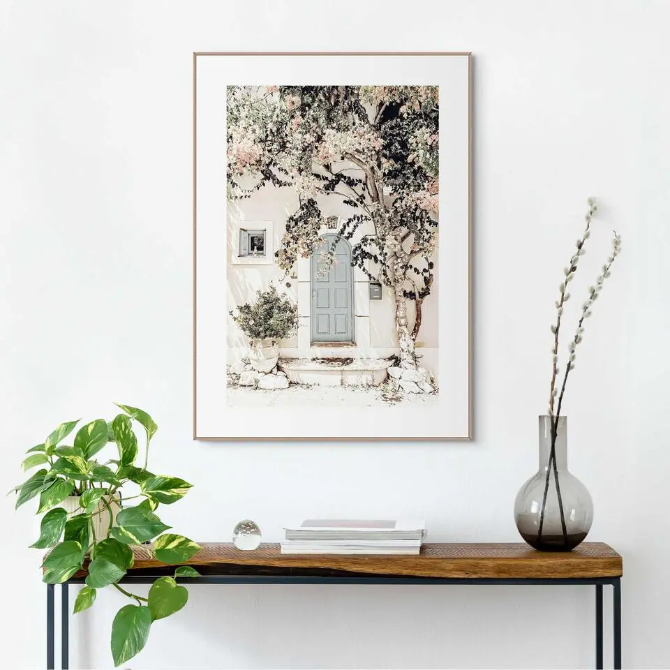 Schilderij Deur in Griekenland - 70 x 50 - Beige