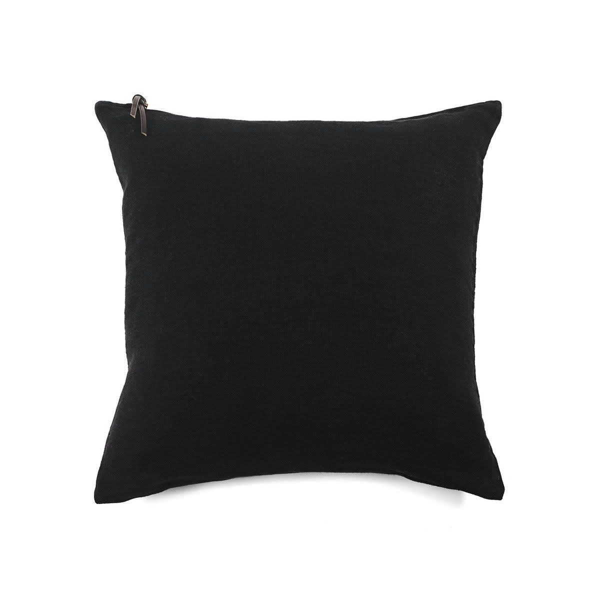 L'ESSENTIEL - L'ESSENTIEL - Coussin Lin pur lavé Noir  45x45